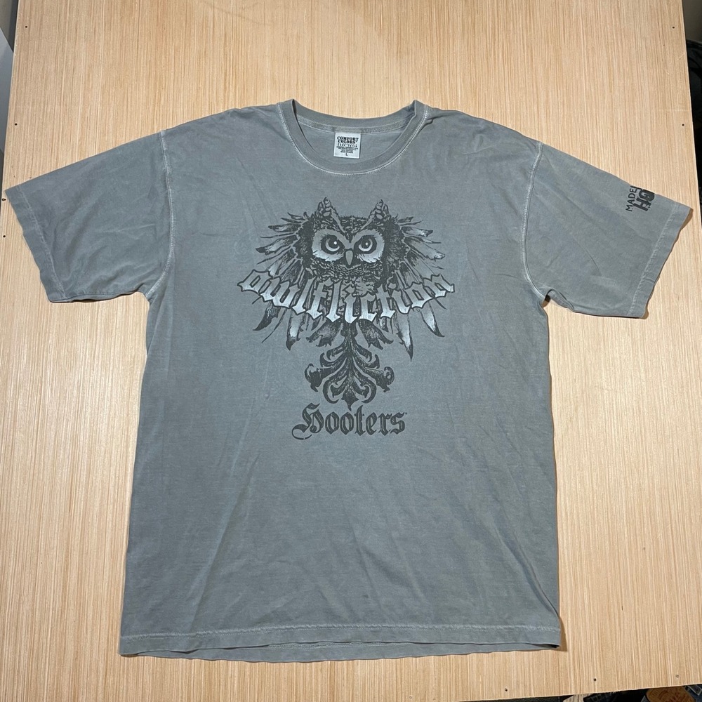 Comfort Colors T-Shirt Mens Large Grey Owlffliction Hooters Parody Graphic Tee